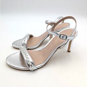 Stuart Weitzman Dancer 75 Demipearl Sandals Women's Silver Size US9.5B EU40